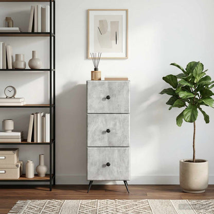 Drawer Cabinet Concrete Grey 33 x 34.5 x 90 cm Engineered Wood