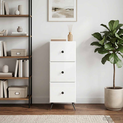 Drawer Cabinet High Gloss White 33 x 34.5 x 90 cm