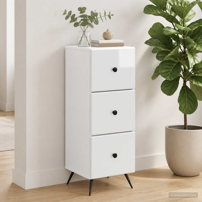Drawer Cabinet High Gloss White 33 x 34.5 x 90 cm
