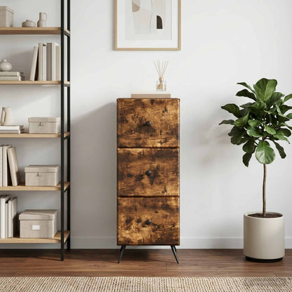 Drawer Cabinet Smoked Oak 33 x 34.5 x 90 cm Engineered Wood