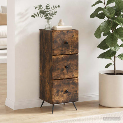 Drawer Cabinet Smoked Oak 33 x 34.5 x 90 cm Engineered Wood