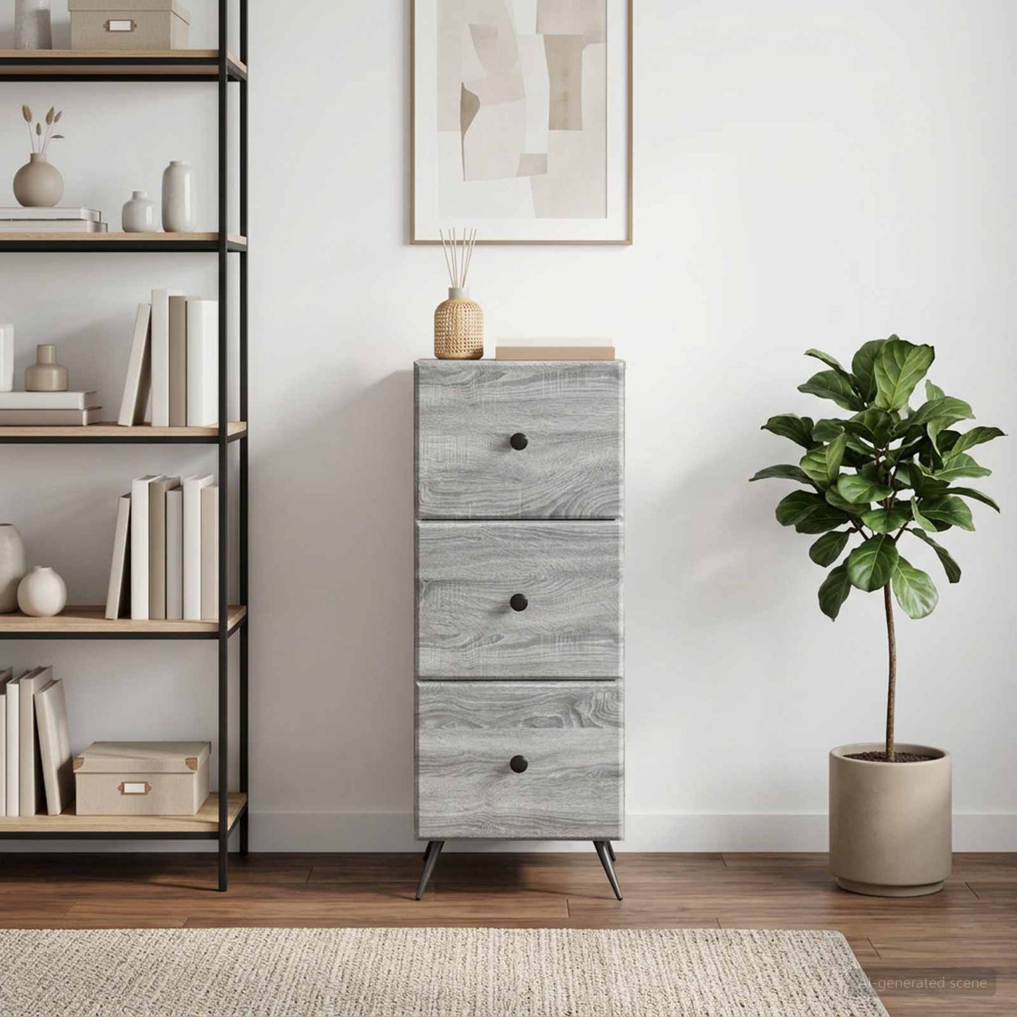 Drawer Cabinet Grey Sonoma 33 x 34.5 x 90 cm Engineered Wood