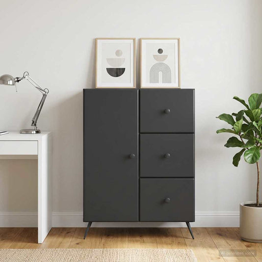 Sideboard Black 66 x 34.5 x 90 cm Engineered Wood