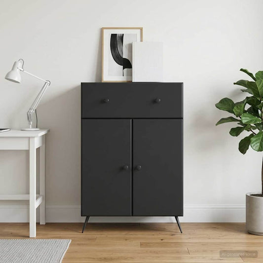 Sideboard Black 66 x 34.5 x 90 cm Engineered Wood