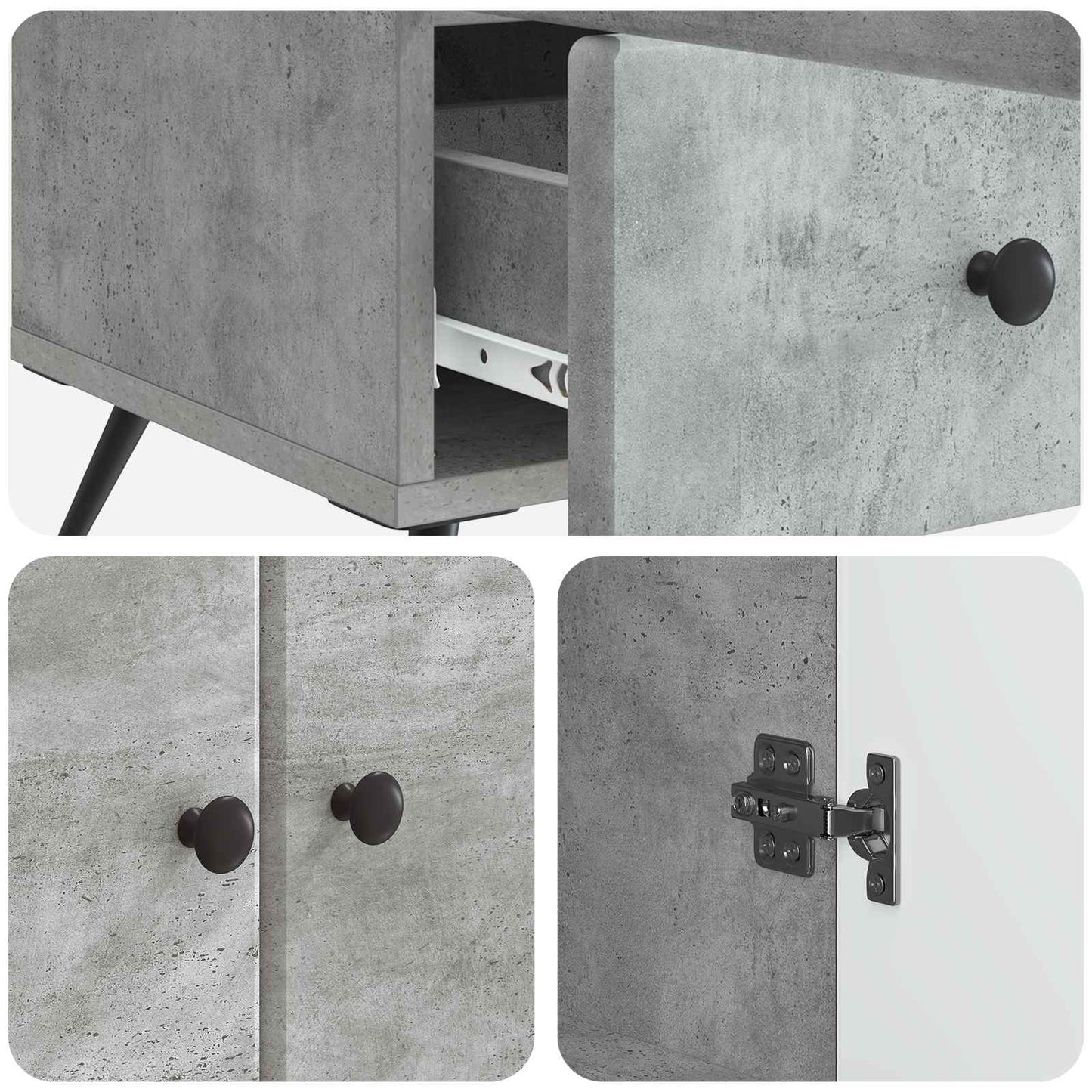 Sideboard Concrete Grey 66 x 34.5 x 95 cm Engineered Wood