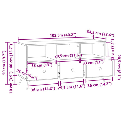 TV Cabinet with Drawer Black 102 x 34.5 x 50 cm Engineered Wood