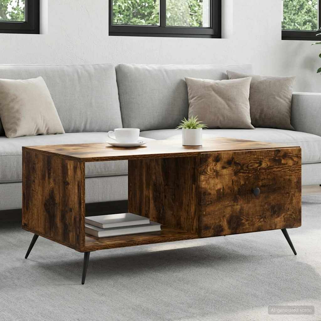 Coffee Table Smoked Oak 90 x 50 x 40 cm Engineered Wood