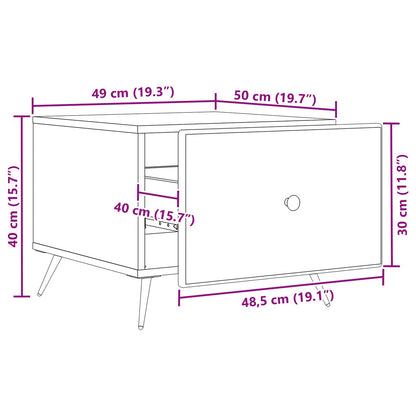 Coffee Table Smoked Oak 49 x 50 x 40 cm Engineered Wood
