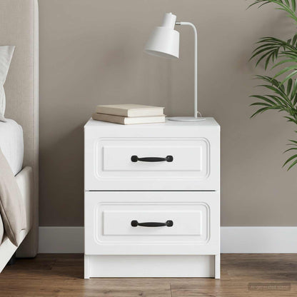 Bedside Cabinet White 43 x 34.5 x 44.5 cm Engineered Wood