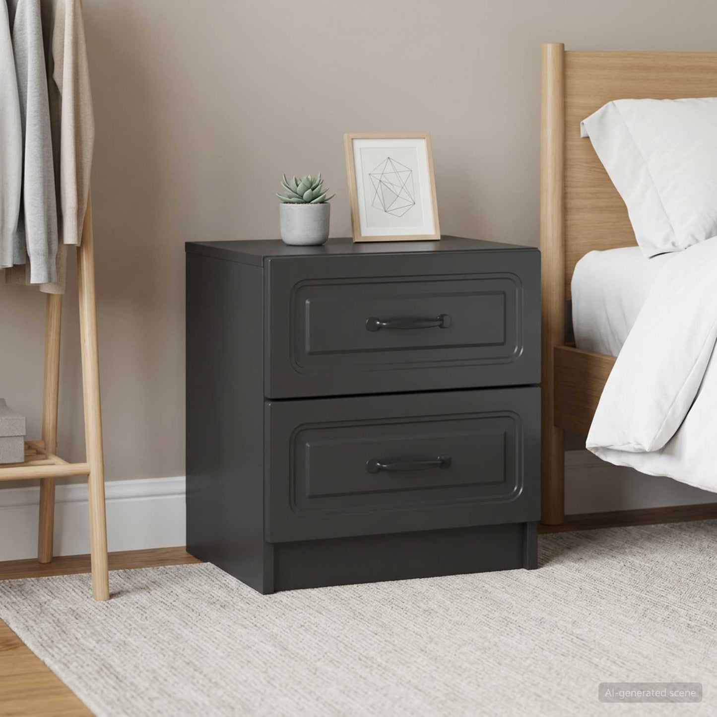 Bedside Cabinet 2 pcs Black 43 x 34.5 x 44.5 cm Engineered Wood