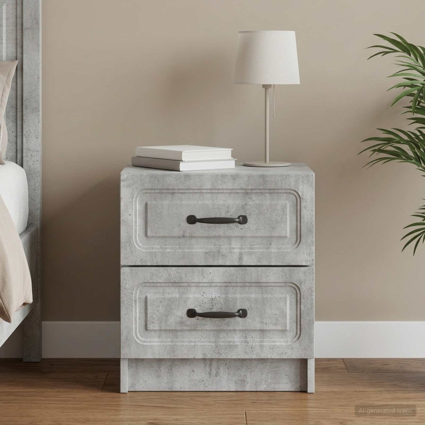 Bedside Cabinet Concrete Grey 43 x 34.5 x 44.5 cm