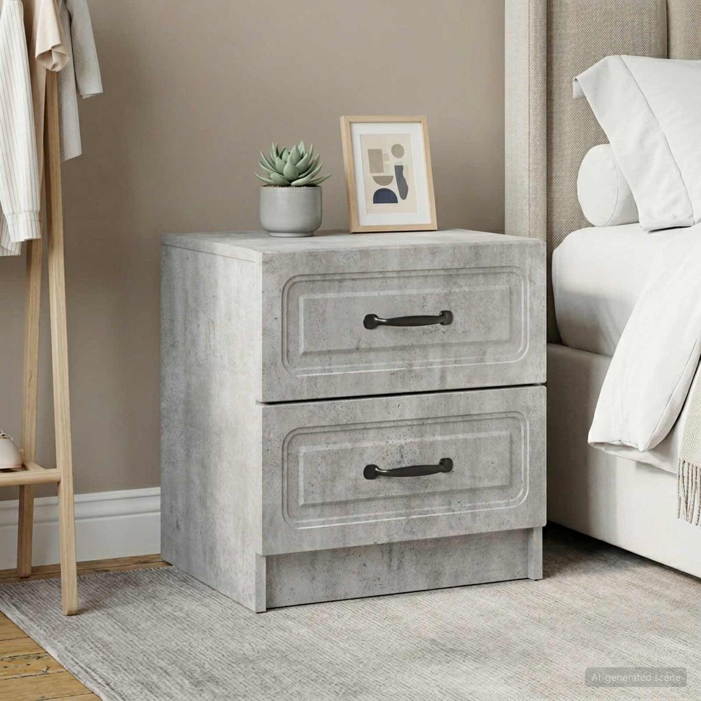 Bedside Cabinet 2 pcs Concrete Grey 43 x 34.5 x 44.5 cm