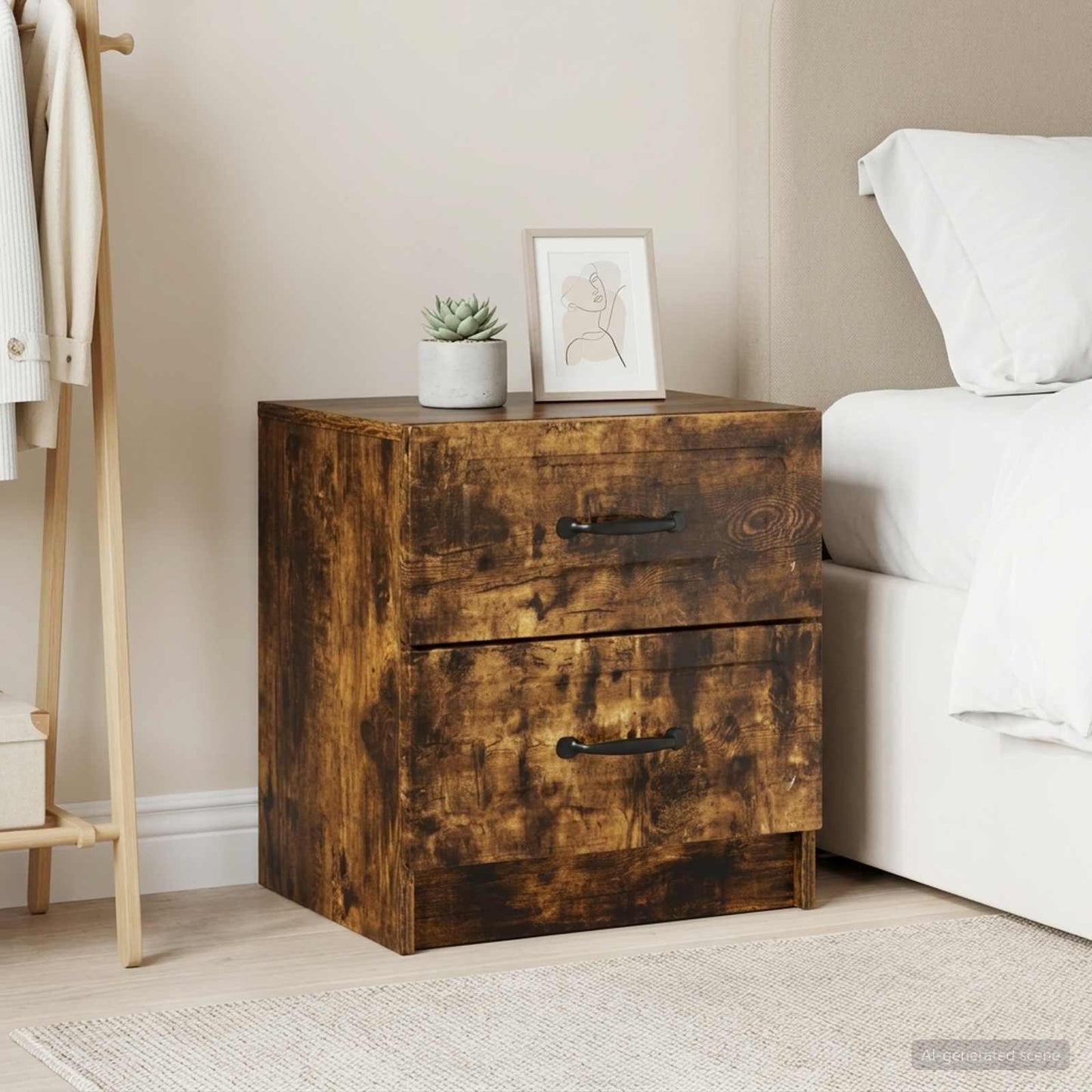 Bedside Cabinet 2 pcs Smoked Oak 43 x 34.5 x 44.5 cm