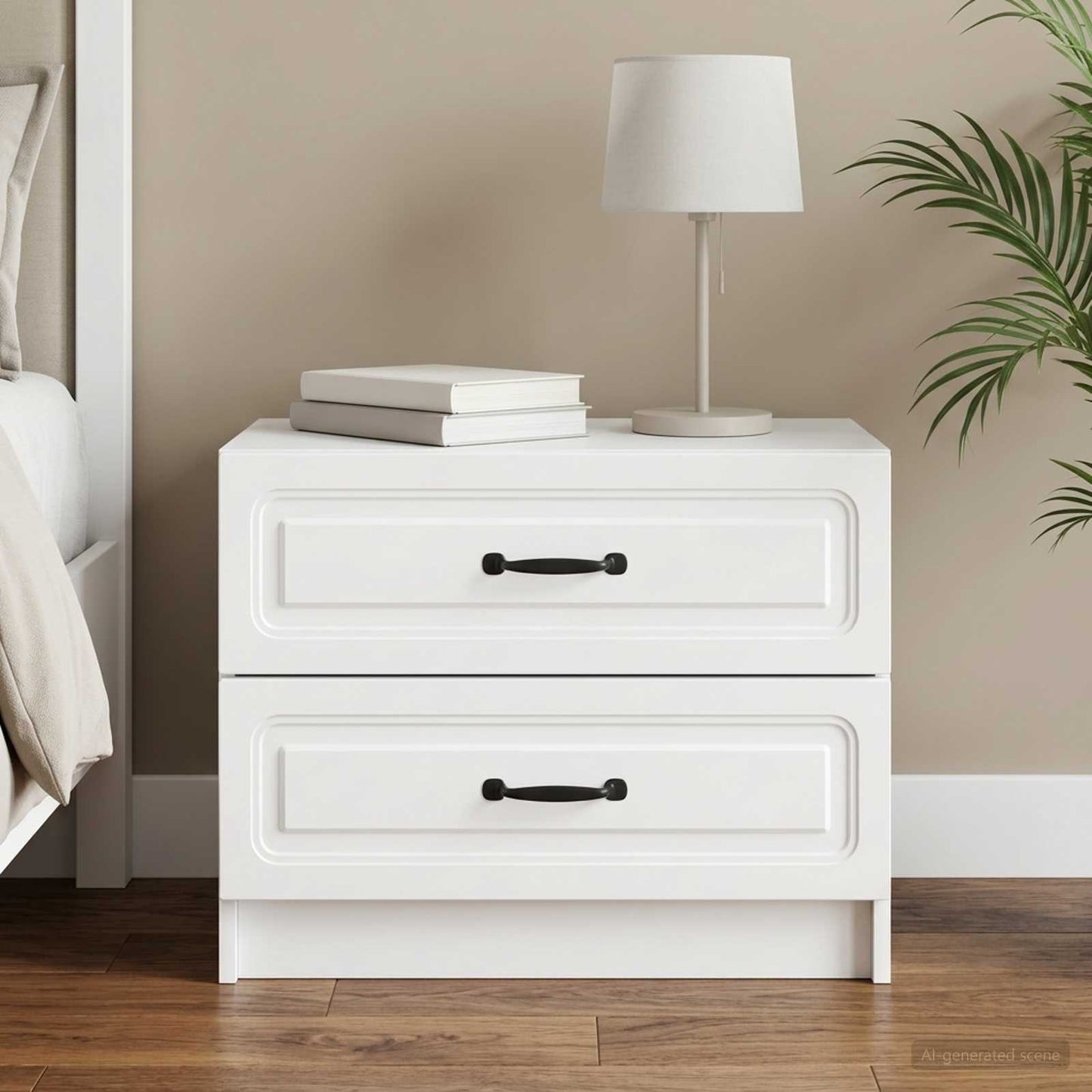 Bedside Cabinet White 62 x 34.5 x 44.5 cm Engineered Wood