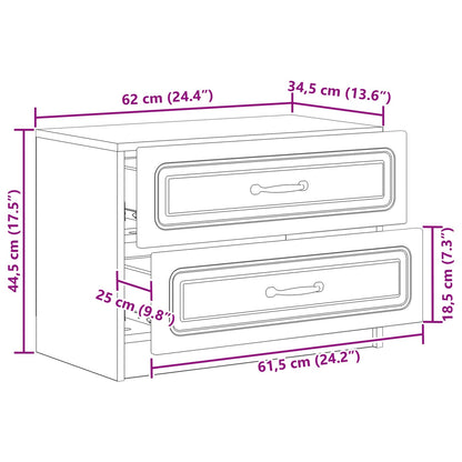 Bedside Cabinet White 62 x 34.5 x 44.5 cm Engineered Wood