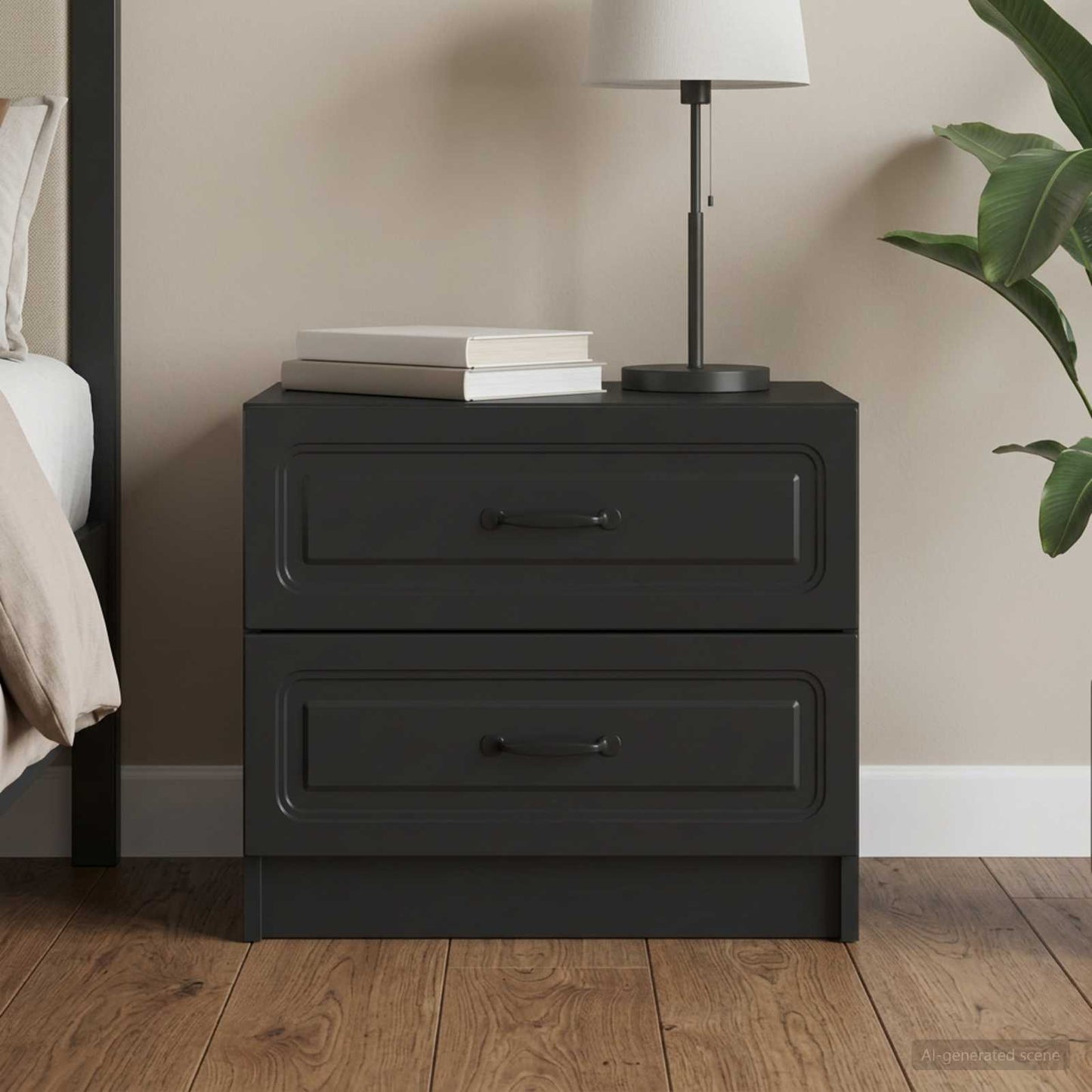 Bedside Cabinet Black 62 x 34.5 x 44.5 cm Engineered Wood
