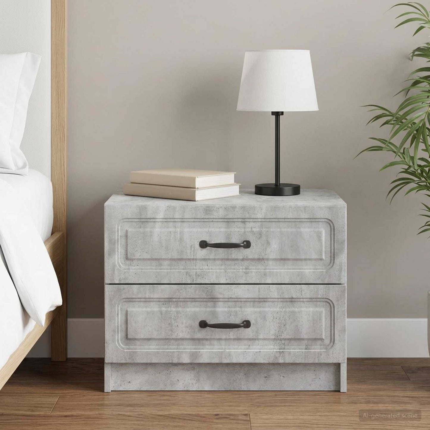 Bedside Cabinet Concrete Grey 62 x 34.5 x 44.5 cm