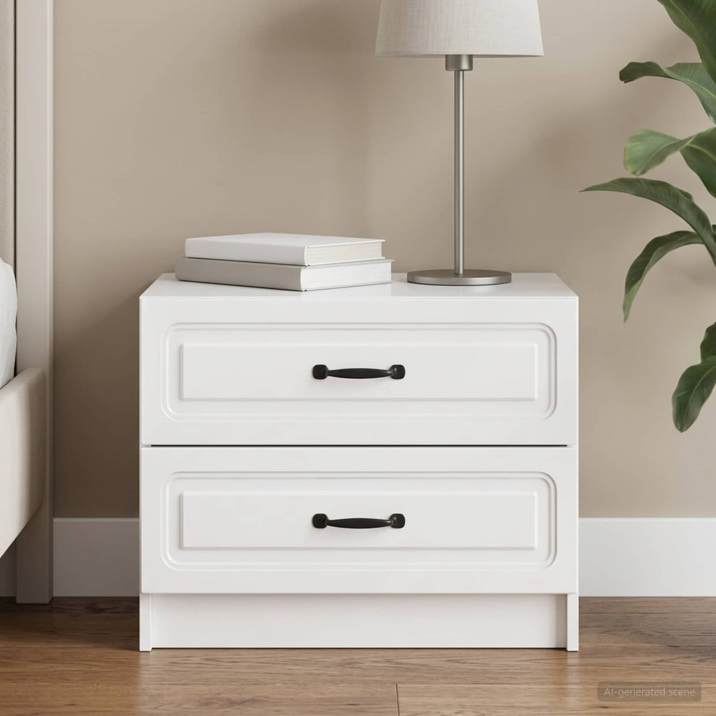 Bedside Cabinet High Gloss White 62 x 34.5 x 44.5 cm