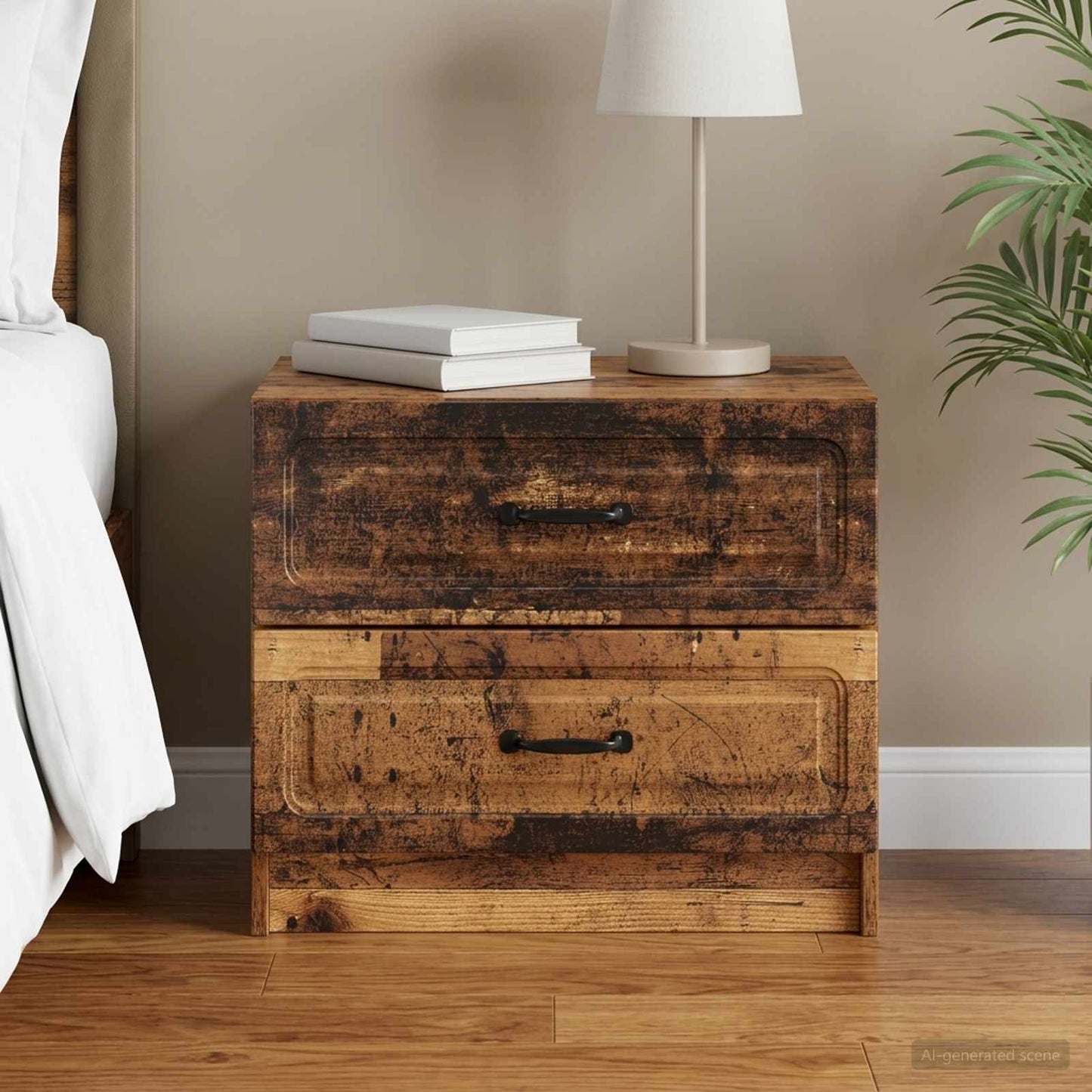 Bedside Cabinet Old Wood 62 x 34.5 x 44.5 cm Engineered Wood