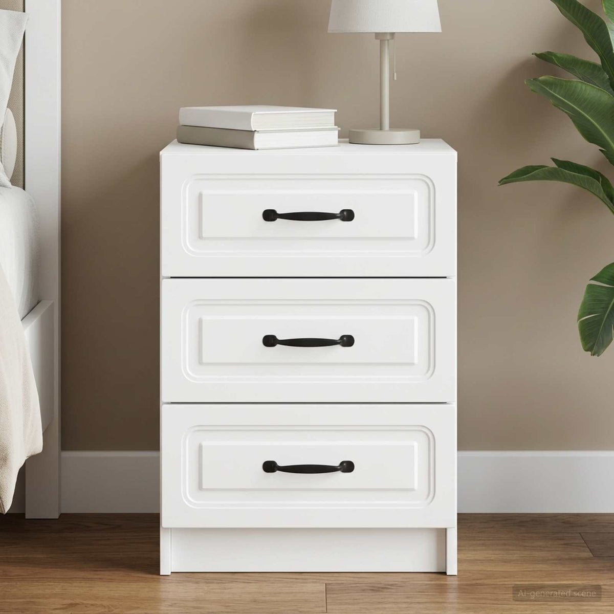 Bedside Cabinet White 43 x 41 x 63.5 cm Engineered Wood