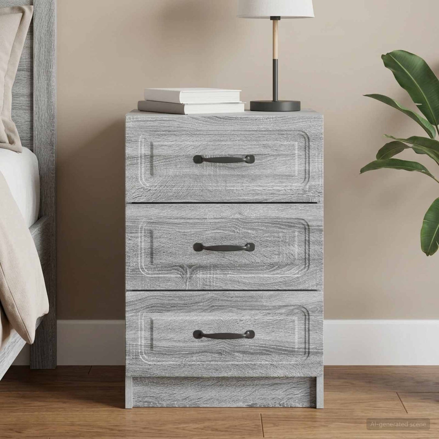 Bedside Cabinet Grey Sonoma 43 x 41 x 63.5 cm Engineered Wood