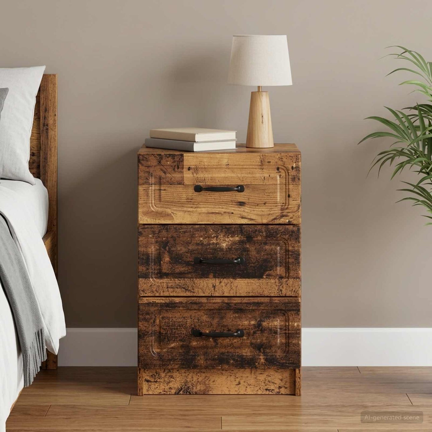 Bedside Cabinet Old Wood 43 x 41 x 63.5 cm Engineered Wood