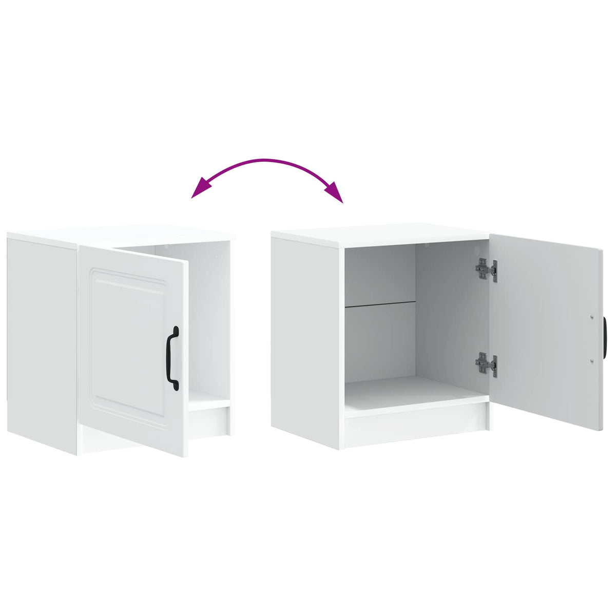 Bedside Cabinet White 43 x 34.5 x 47 cm Engineered Wood