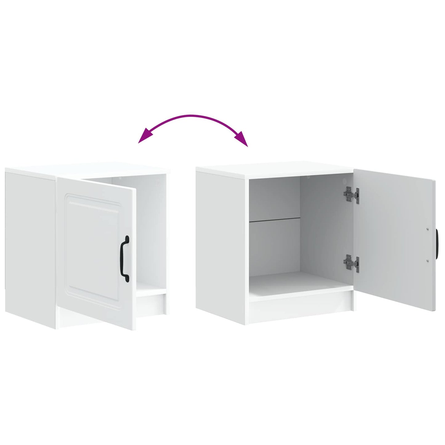 Bedside Cabinet 2 pcs White 43 x 34.5 x 47 cm Engineered Wood