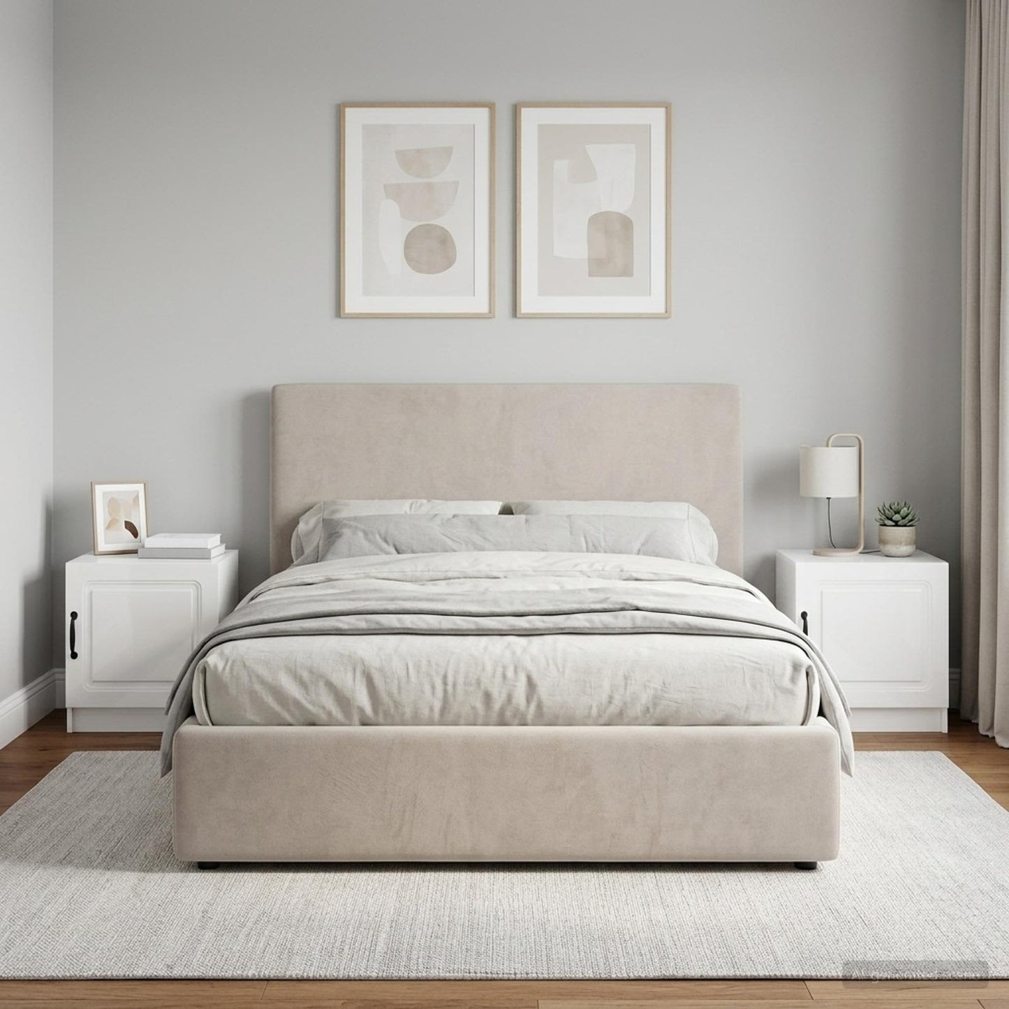 Bedside Cabinet 2 pcs High Gloss White 43 x 34.5 x 47 cm