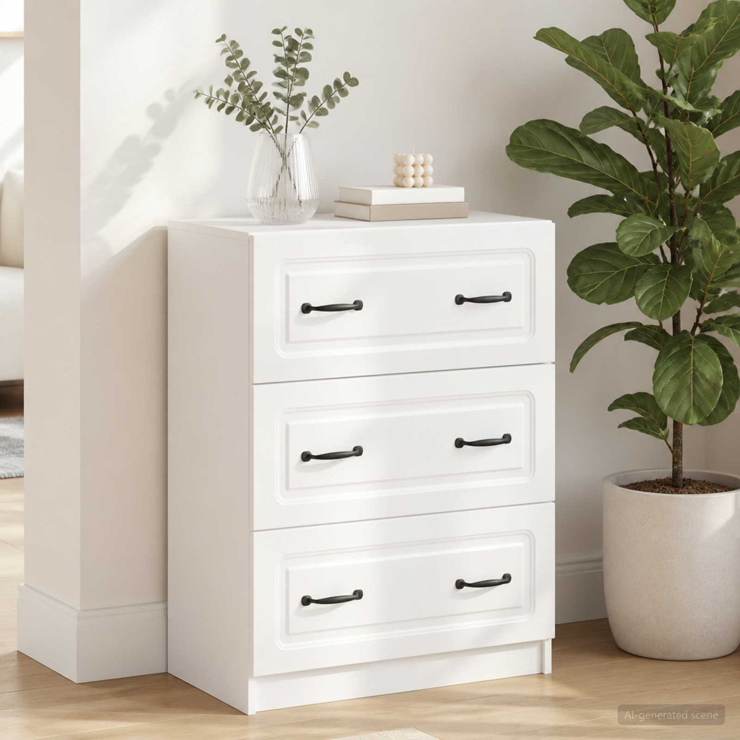 Drawer Cabinet White 66 x 34.5 x 87 cm Engineered Wood