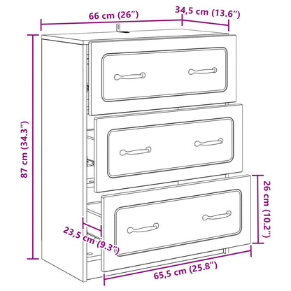Drawer Cabinet White 66 x 34.5 x 87 cm Engineered Wood