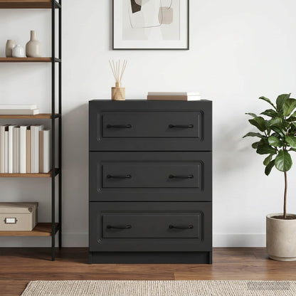 Drawer Cabinet Black 66 x 34.5 x 87 cm Engineered Wood