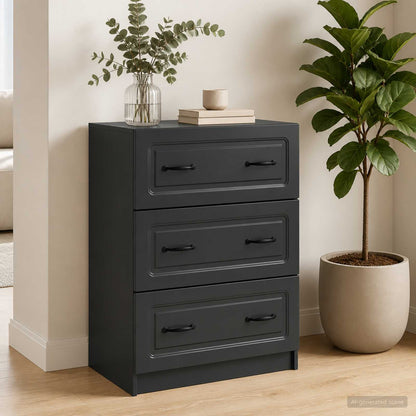Drawer Cabinet Black 66 x 34.5 x 87 cm Engineered Wood
