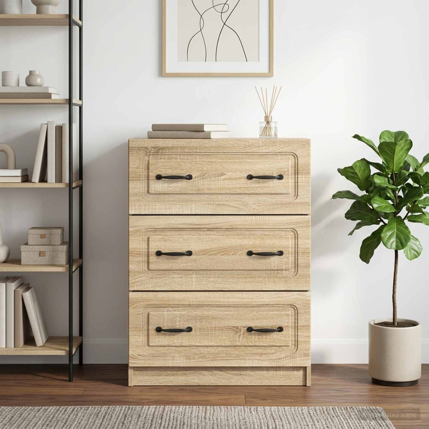 Drawer Cabinet Sonoma Oak 66 x 34.5 x 87 cm Engineered Wood