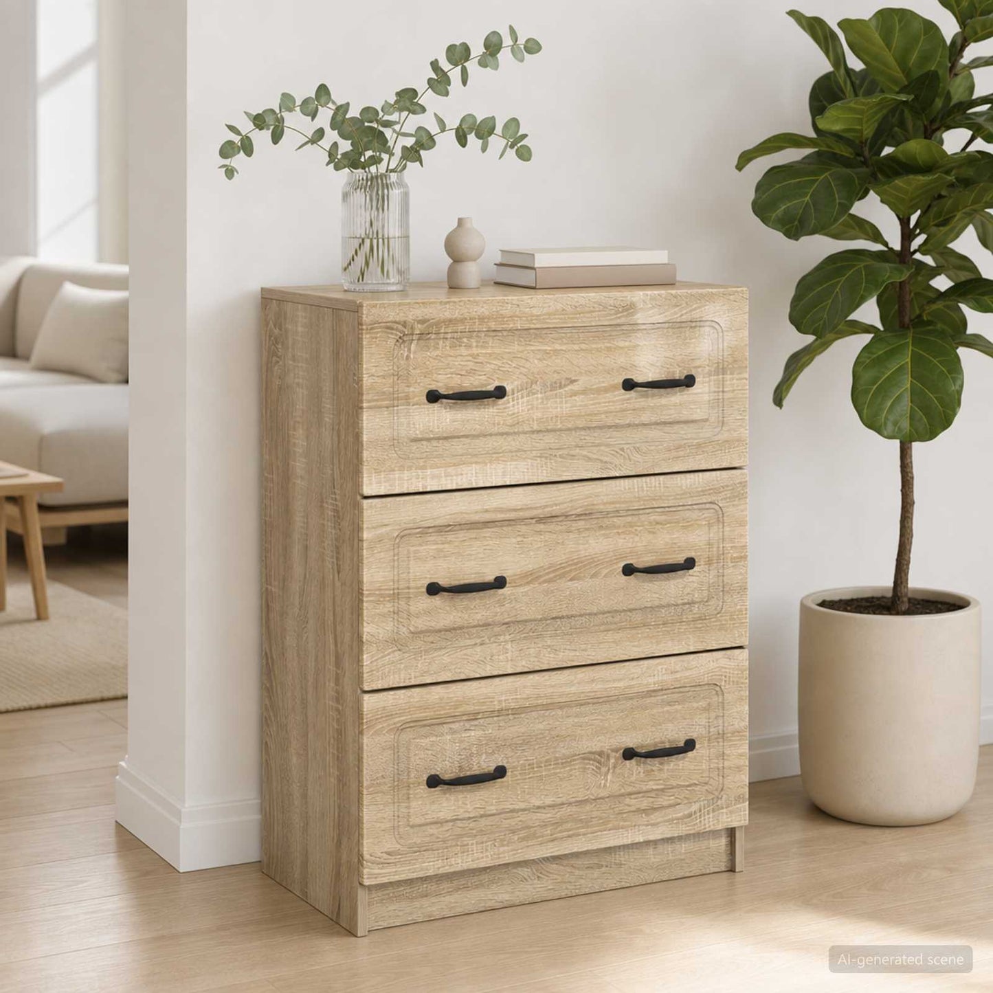 Drawer Cabinet Sonoma Oak 66 x 34.5 x 87 cm Engineered Wood