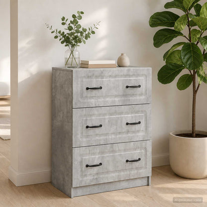 Drawer Cabinet Concrete Grey 66 x 34.5 x 87 cm Engineered Wood