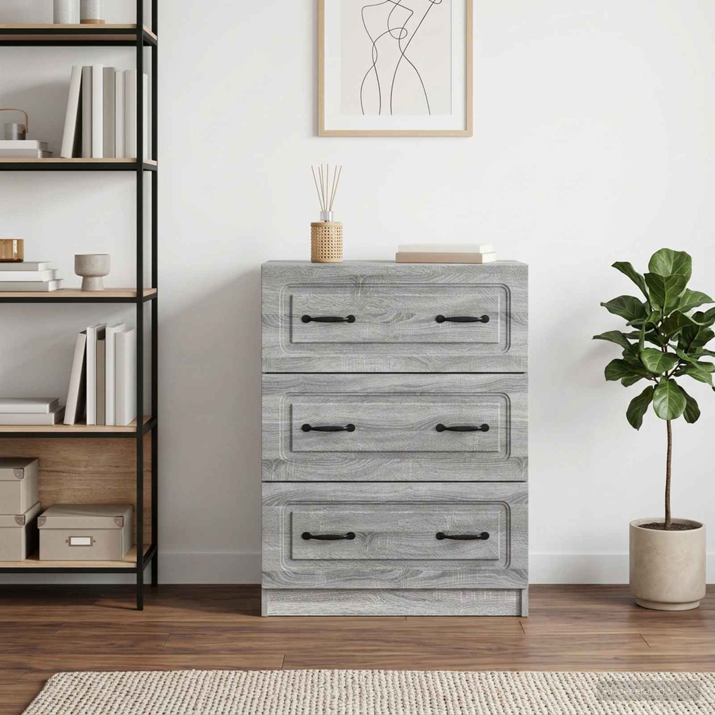 Drawer Cabinet Grey Sonoma 66 x 34.5 x 87 cm Engineered Wood
