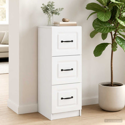 Drawer Cabinet White 33 x 34.5 x 87 cm Engineered Wood