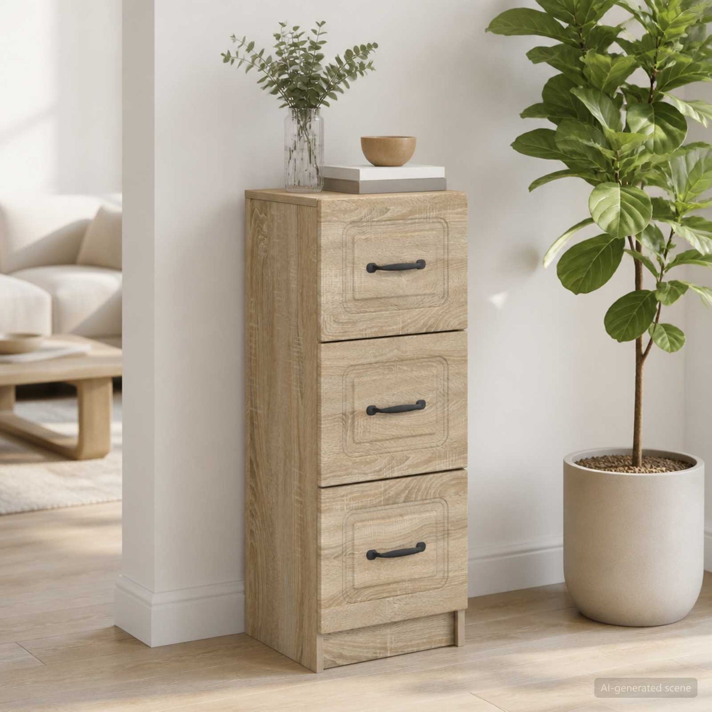 Drawer Cabinet Sonoma Oak 33 x 34.5 x 87 cm Engineered Wood