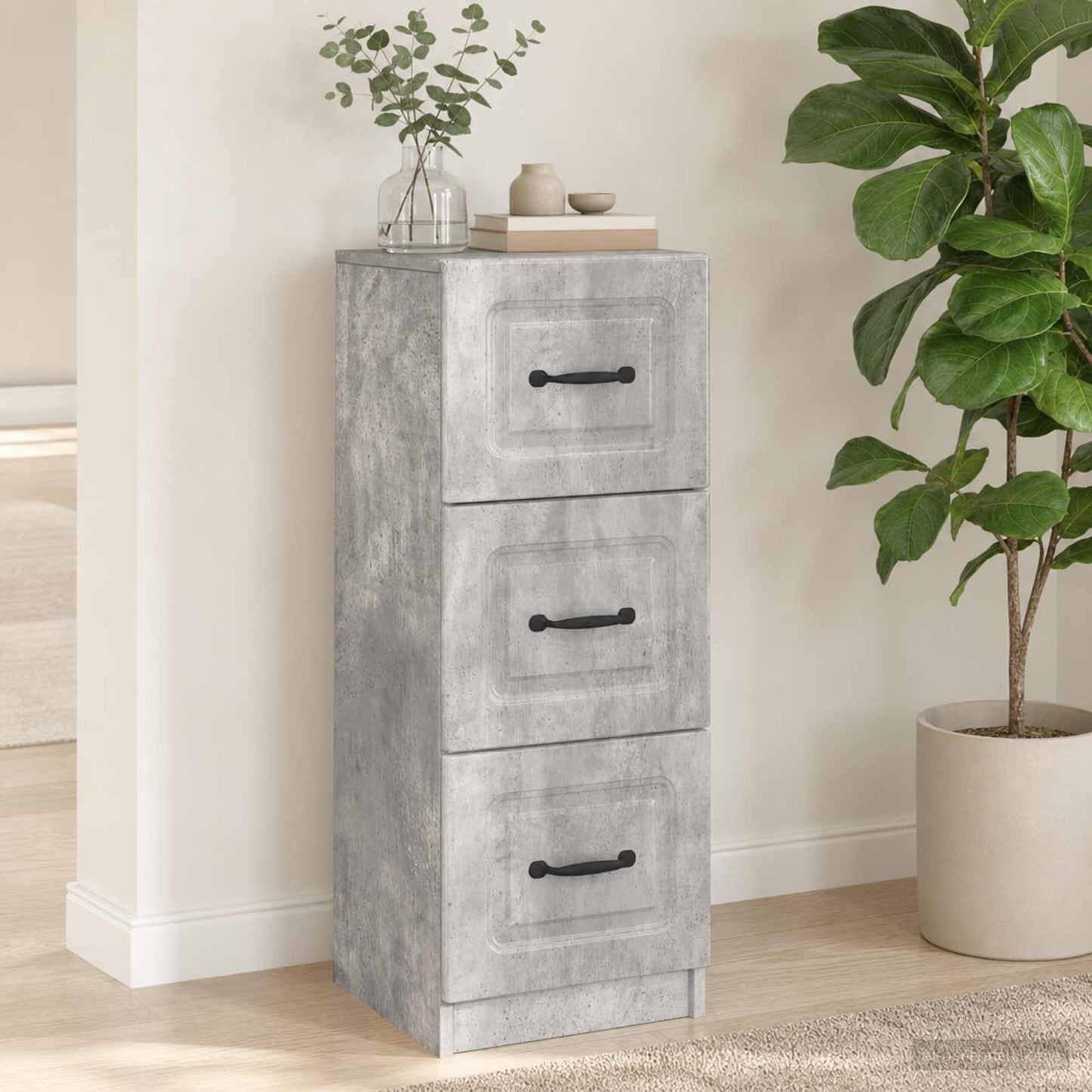 Drawer Cabinet Concrete Grey 33 x 34.5 x 87 cm Engineered Wood