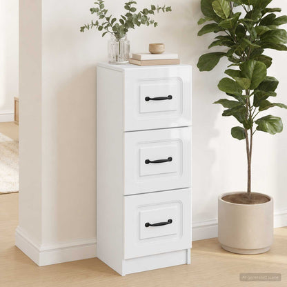 Drawer Cabinet High Gloss White 33 x 34.5 x 87 cm