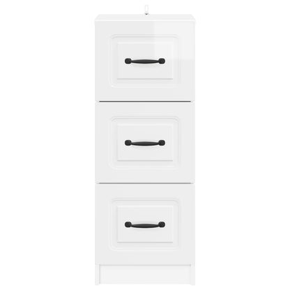 Drawer Cabinet High Gloss White 33 x 34.5 x 87 cm