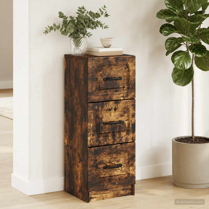 Drawer Cabinet Smoked Oak 33 x 34.5 x 87 cm Engineered Wood
