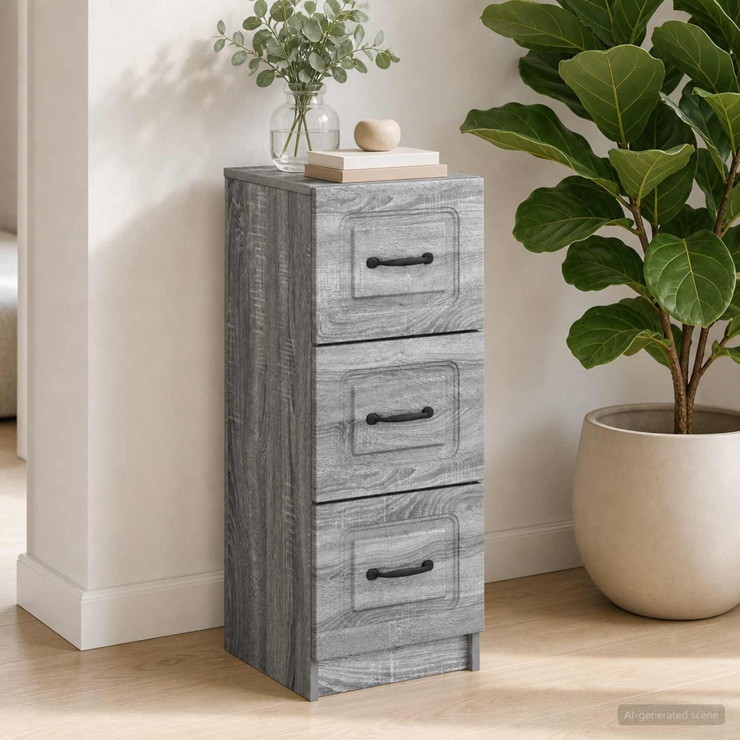 Drawer Cabinet Grey Sonoma 33 x 34.5 x 87 cm Engineered Wood