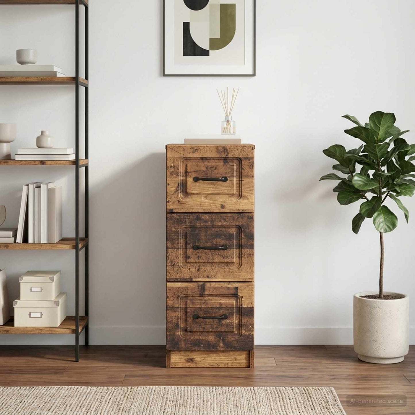 Drawer Cabinet Old Wood 33 x 34.5 x 87 cm Engineered Wood