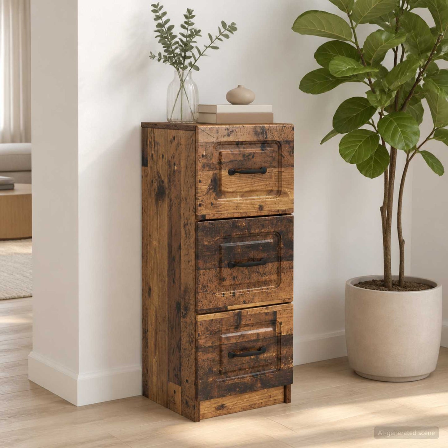 Drawer Cabinet Old Wood 33 x 34.5 x 87 cm Engineered Wood