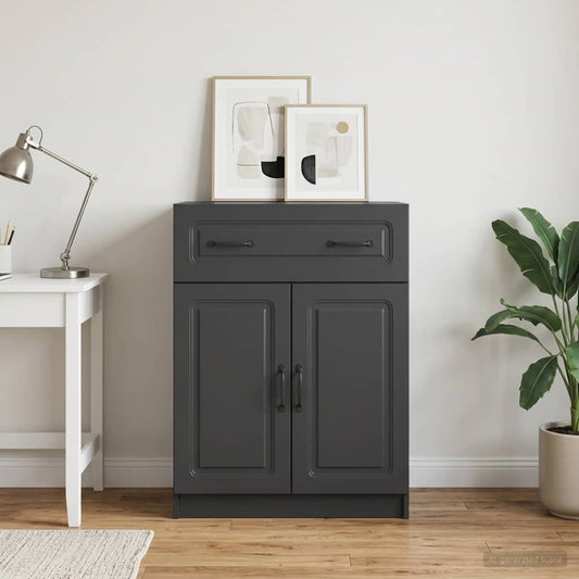 Sideboard with Drawer Black 66 x 34.5 x 87 cm Engineered Wood