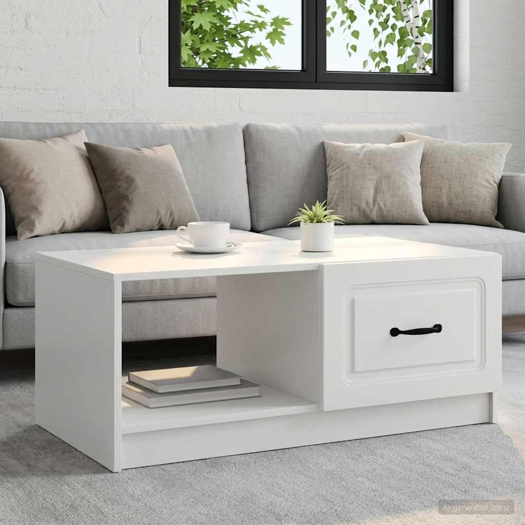 Coffee Table White 90 x 50 x 37 cm Engineered Wood