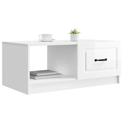 Coffee Table High Gloss White 90 x 50 x 37 cm Engineered Wood