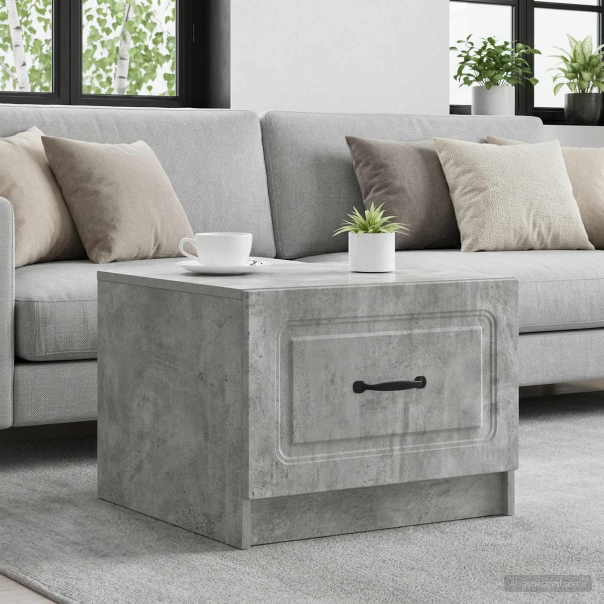 Coffee Table Concrete Grey 49 x 50 x 37 cm Engineered Wood
